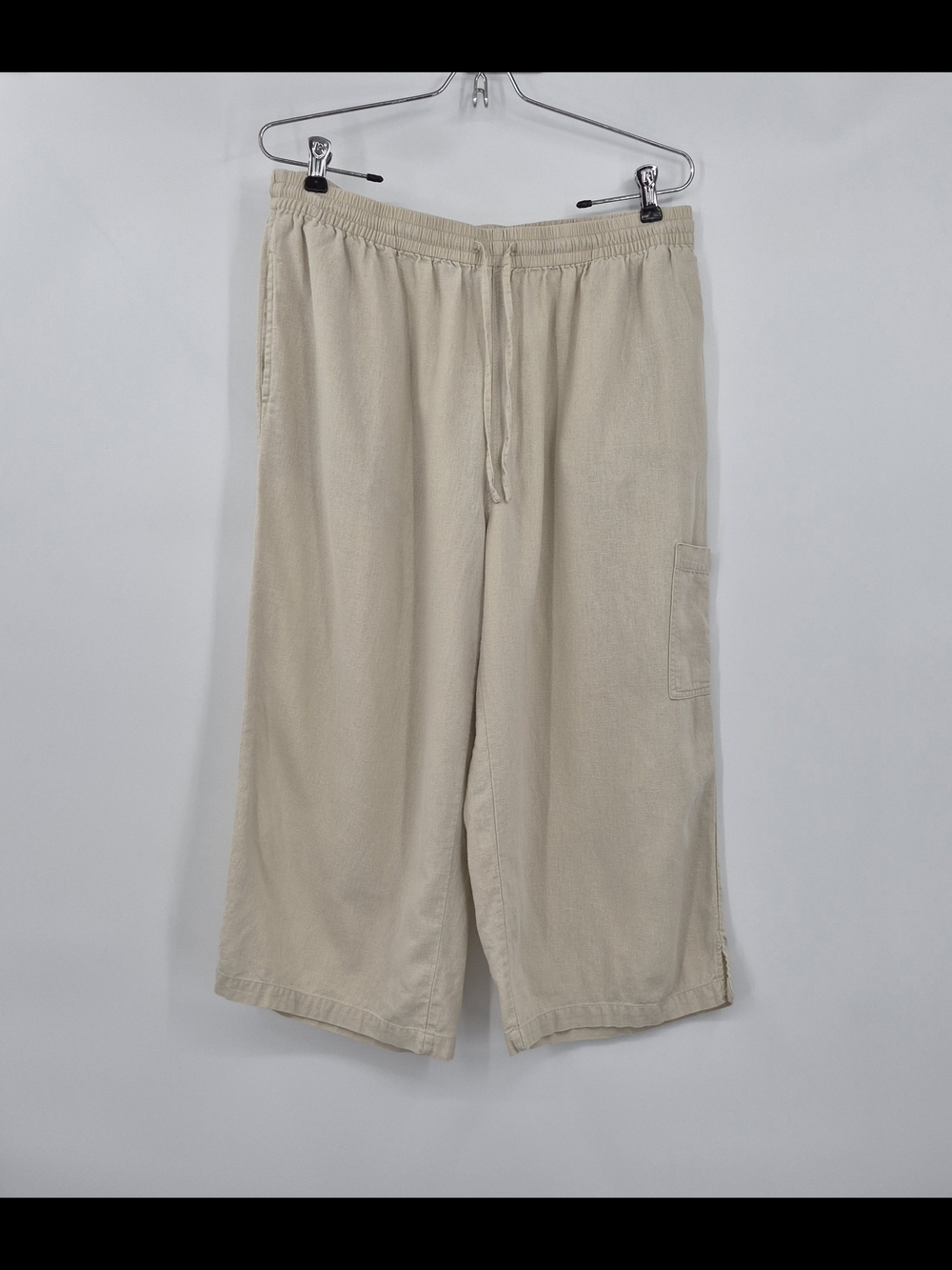 Only Necessities Women 18W Cropped Linen Blend Pants w Pockets *stain*